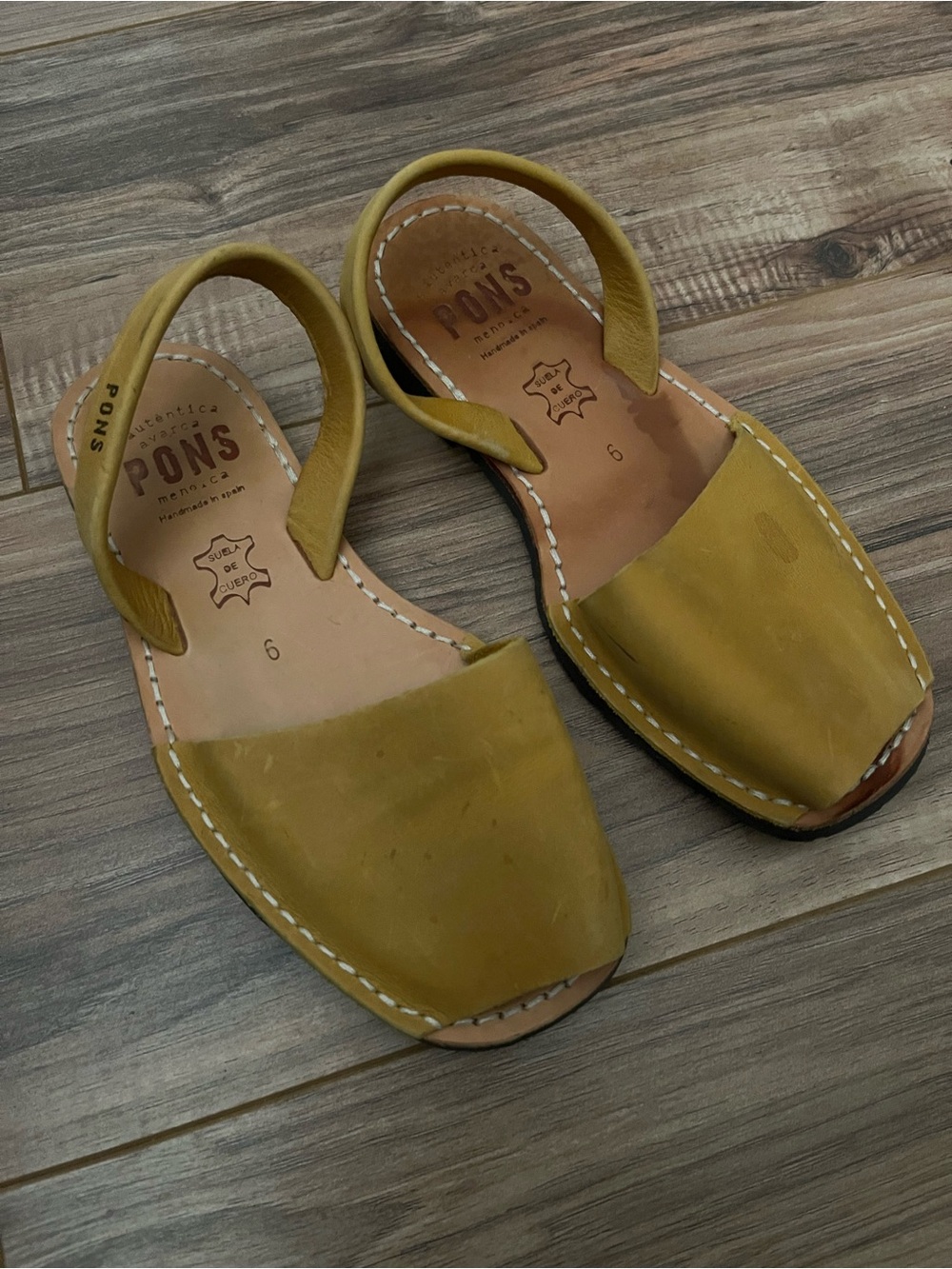 PONS Leather Slide Sandals in Mustard Yellow